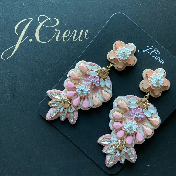 J. Crew Jewelry - NWT J. Crew Embroidered leather-backed earrings